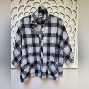 Coldwater Creek Poncho Jacket White & Black Buffalo Plaid 1X Vintage